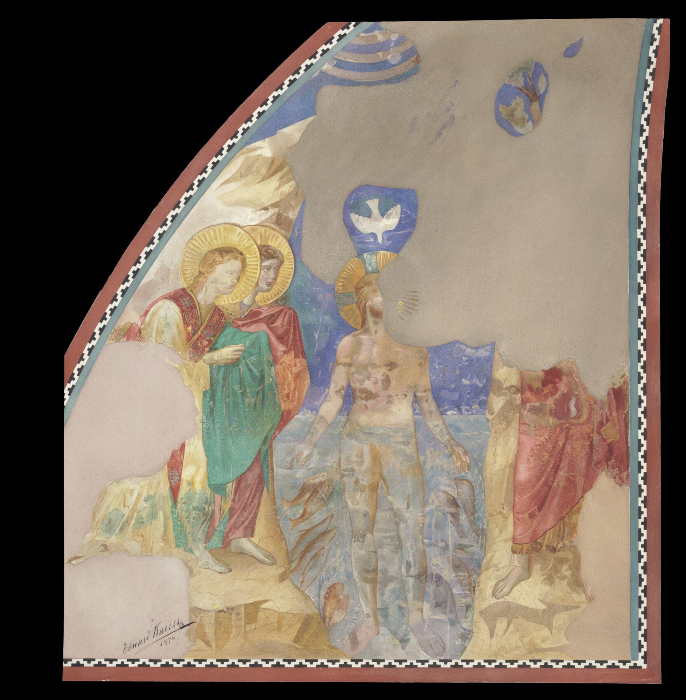 Copy after the painting The Baptism of Christ  attributed to the Isaac Master in the Upper Church, San Francesco, Assisi, Edward Kaiser, 1876
