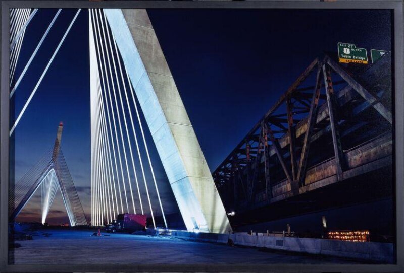 Zakim Bridge and Central Artery at night, Boston, Massachusetts