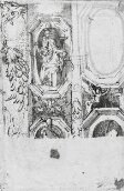 Recto: Sketch showing details of a decorative scheme for the eastern vault of the Madonna della Steccata, Parma thumbnail 2