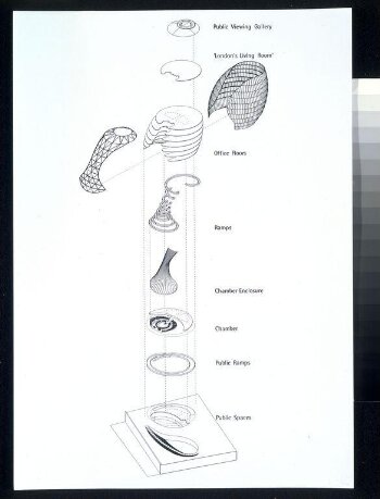 Exploded axonometric of building elements