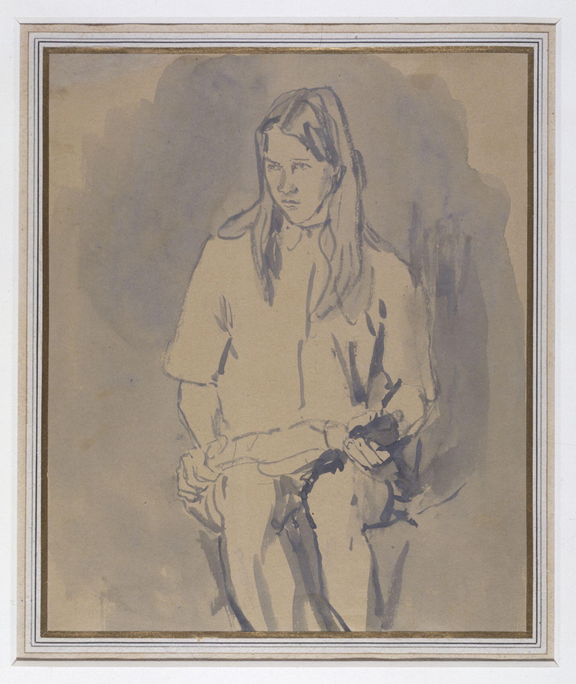 Elisabeth de Willman Grabowska as a girl, holding a doll across her knees, Gwen John, ca. 1916-18
