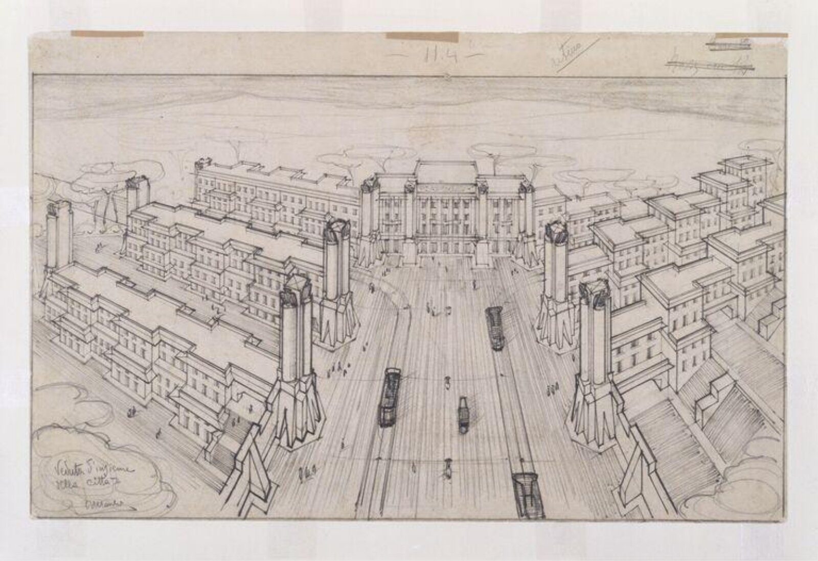 Panorama d'un centro periferico., Virgilio MARCHI, Probably 1919