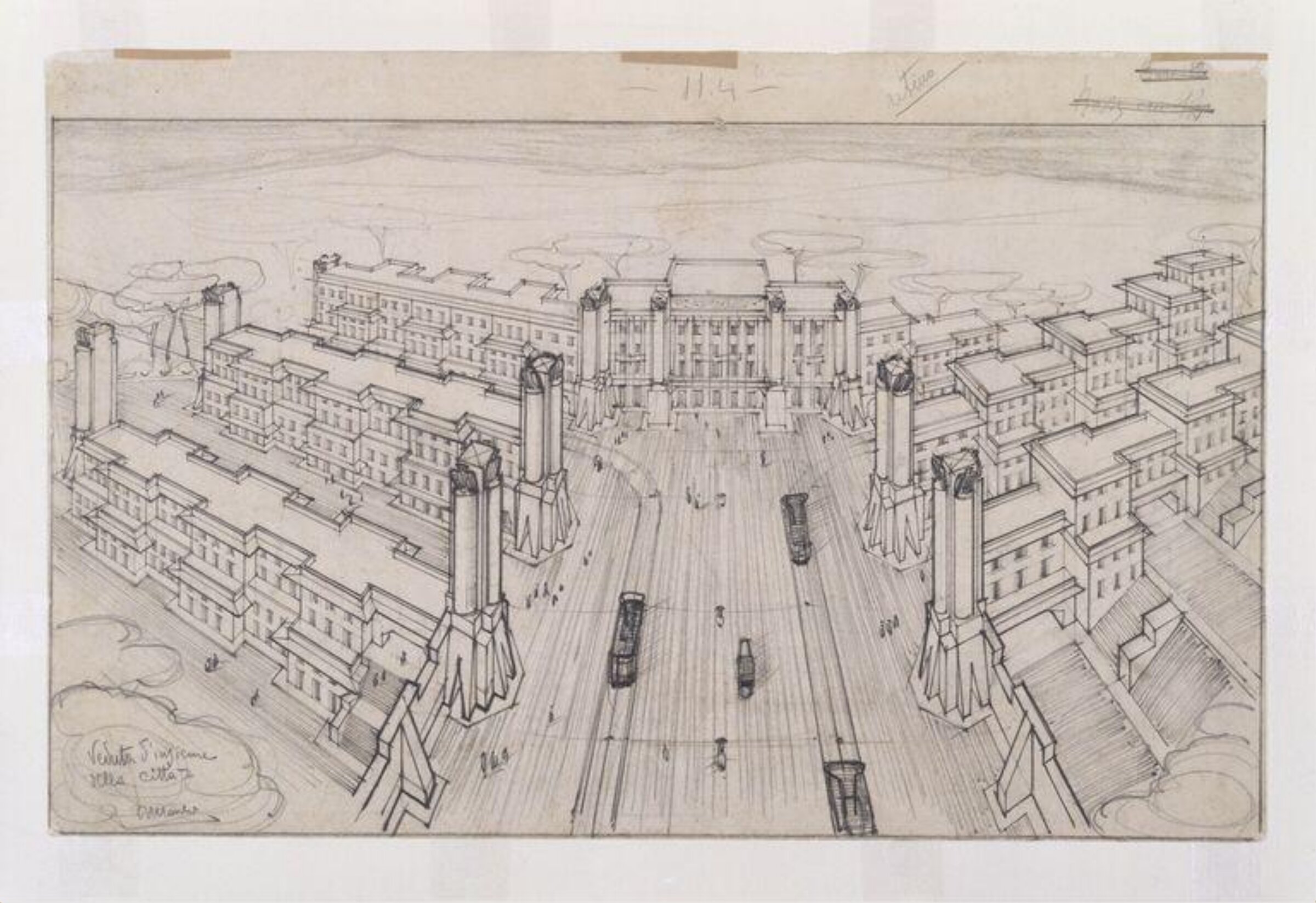 Panorama d'un centro periferico., Virgilio MARCHI, Probably 1919
