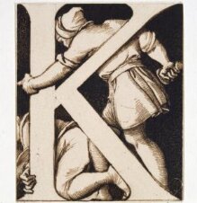 Design for letter 'K' for tiles in the South Kensington Museum's Centre Refreshment Room and Ceramic Gallery. thumbnail 1