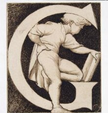 Design for letter 'G' for tiles in the South Kensington Museum's Centre Refreshment Room and Ceramic Gallery. thumbnail 1