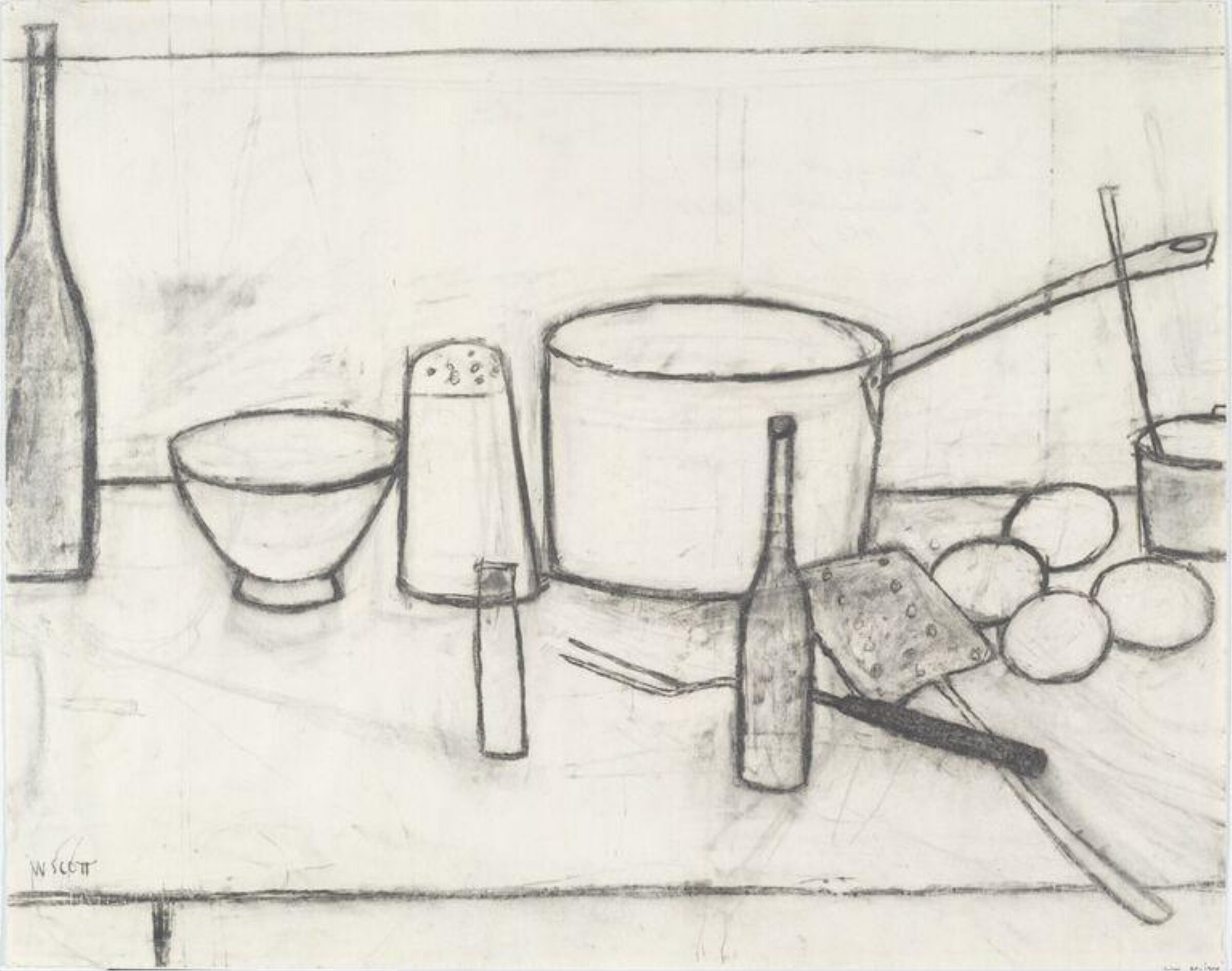 Still life with bottles (study for a painting), William Scott, 1953