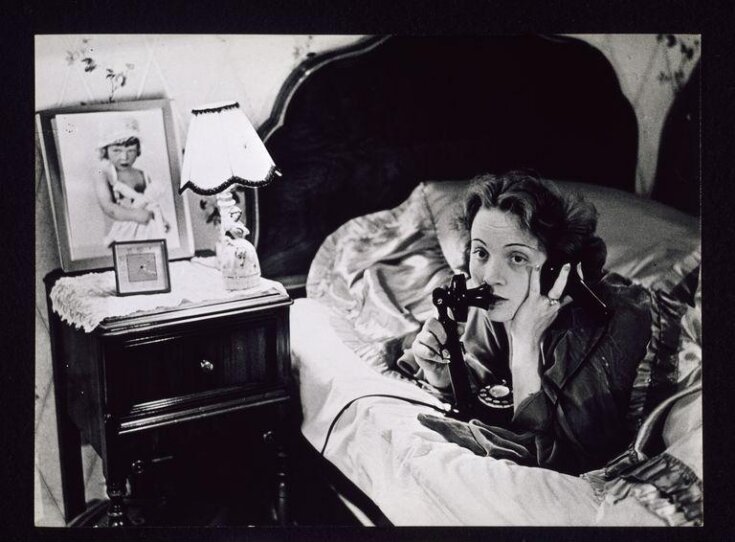 Marlene Dietrich making one of the first transatlantic telephone calls from Hollywood to her daughter in Berlin top image