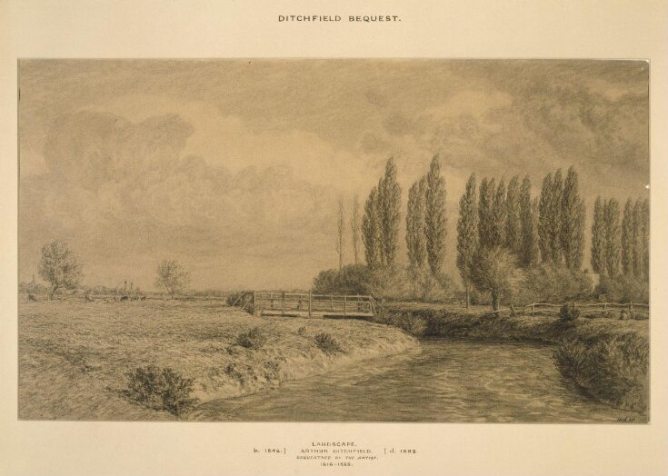 Landscape with bridge over a river top image