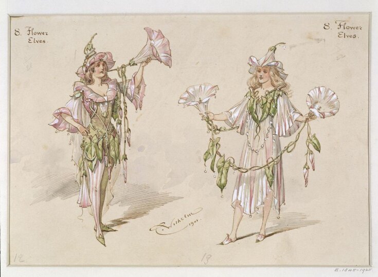 Costume designs for flower-elves in 'Les Papillons' top image