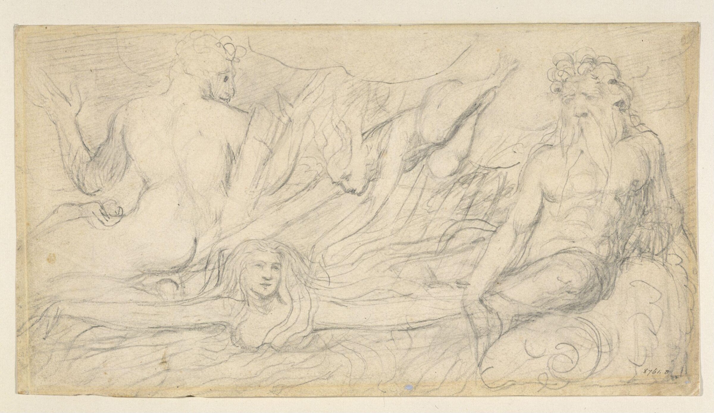 A female figure swimming in a stream, Уильям Блейк, конец XVIII — начало XIX века
