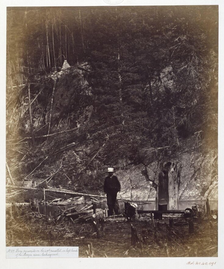 Stone pyramids on the 49th parallel, Mooyie river looking east top image