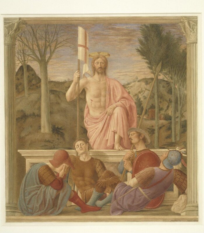Copy after the painting The Resurrection by Piero della Francesca in the Palazzo Communale, Borgo San Sepolcro