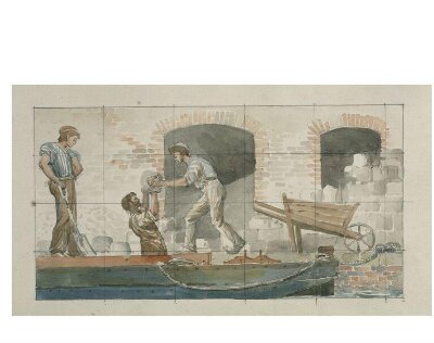 Uploading clay from barge