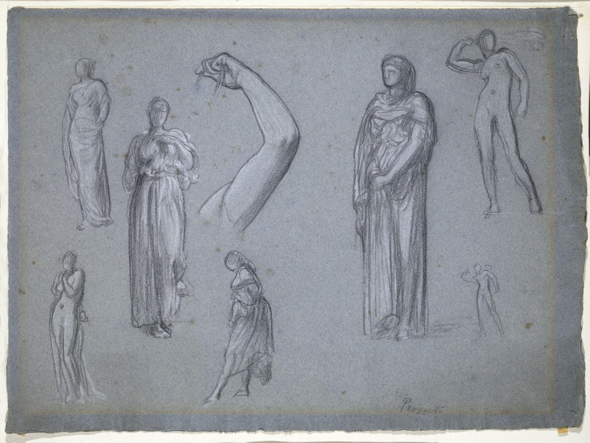 Studies of Seven Figures and a Left Arm, Frederic Lord Leighton, mid-19th century