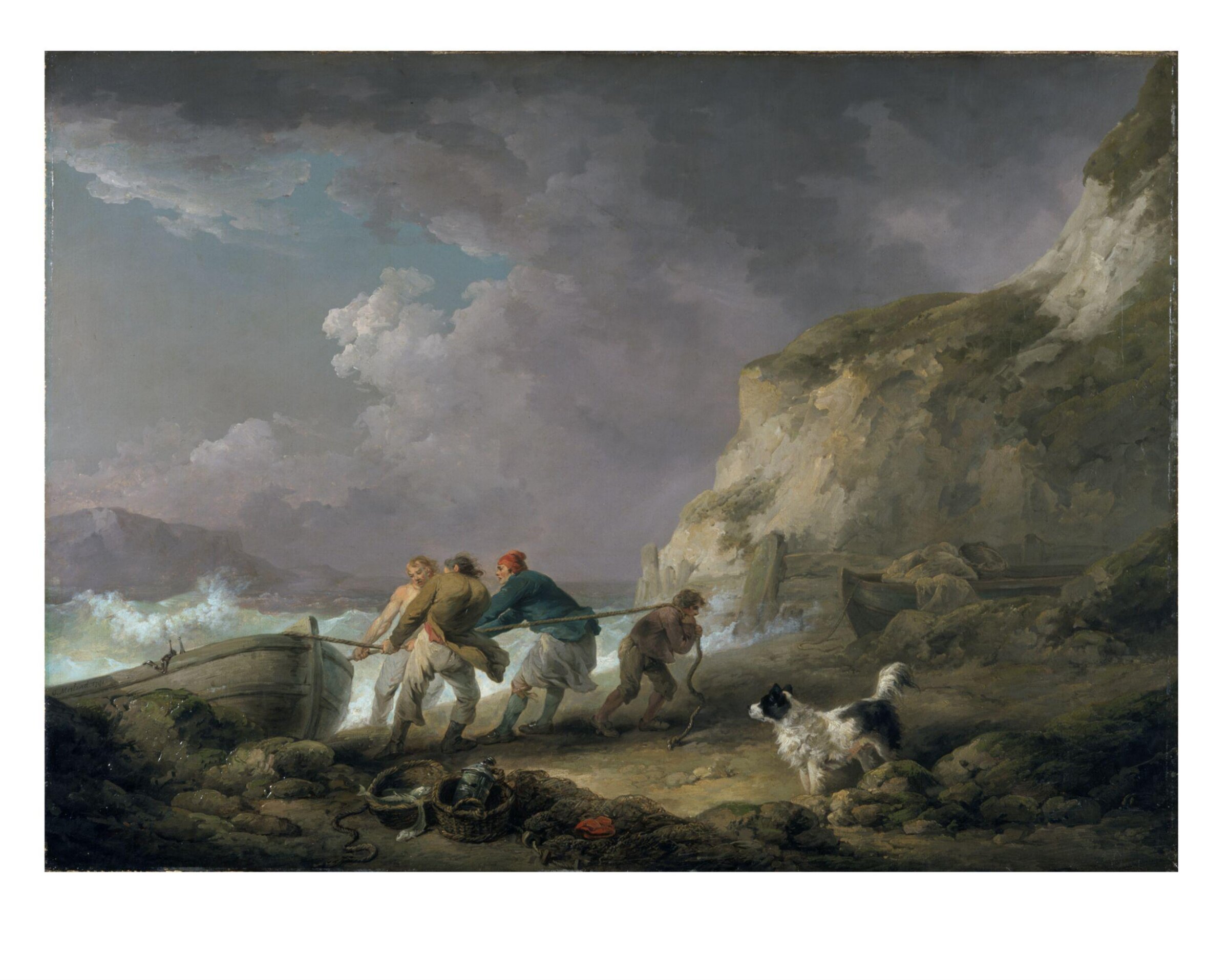Seashore: Fishermen Hauling in a Boat, George Morland, 1791