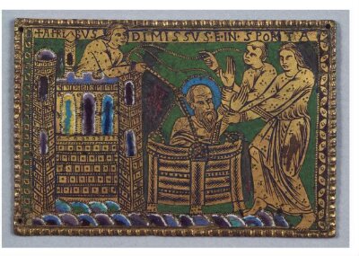 St Paul let down in a basket from the walls of Damascus