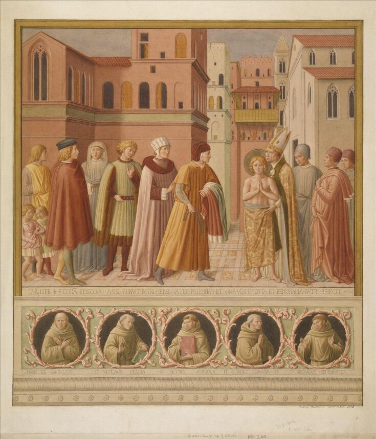 Copy after the cycle of the <i>Life of St Francis</i> (<i>Renunciation of Worldly Goods</i>), Benozzo Gozzoli in San Francesco, Montefalco image