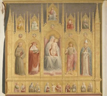 Copy after the fresco of the mock polyptych <i>Virgin and Child with Saints</i>, Benozzo Gozzoli in San Francesco, San Girolamo chapel, Montefalco