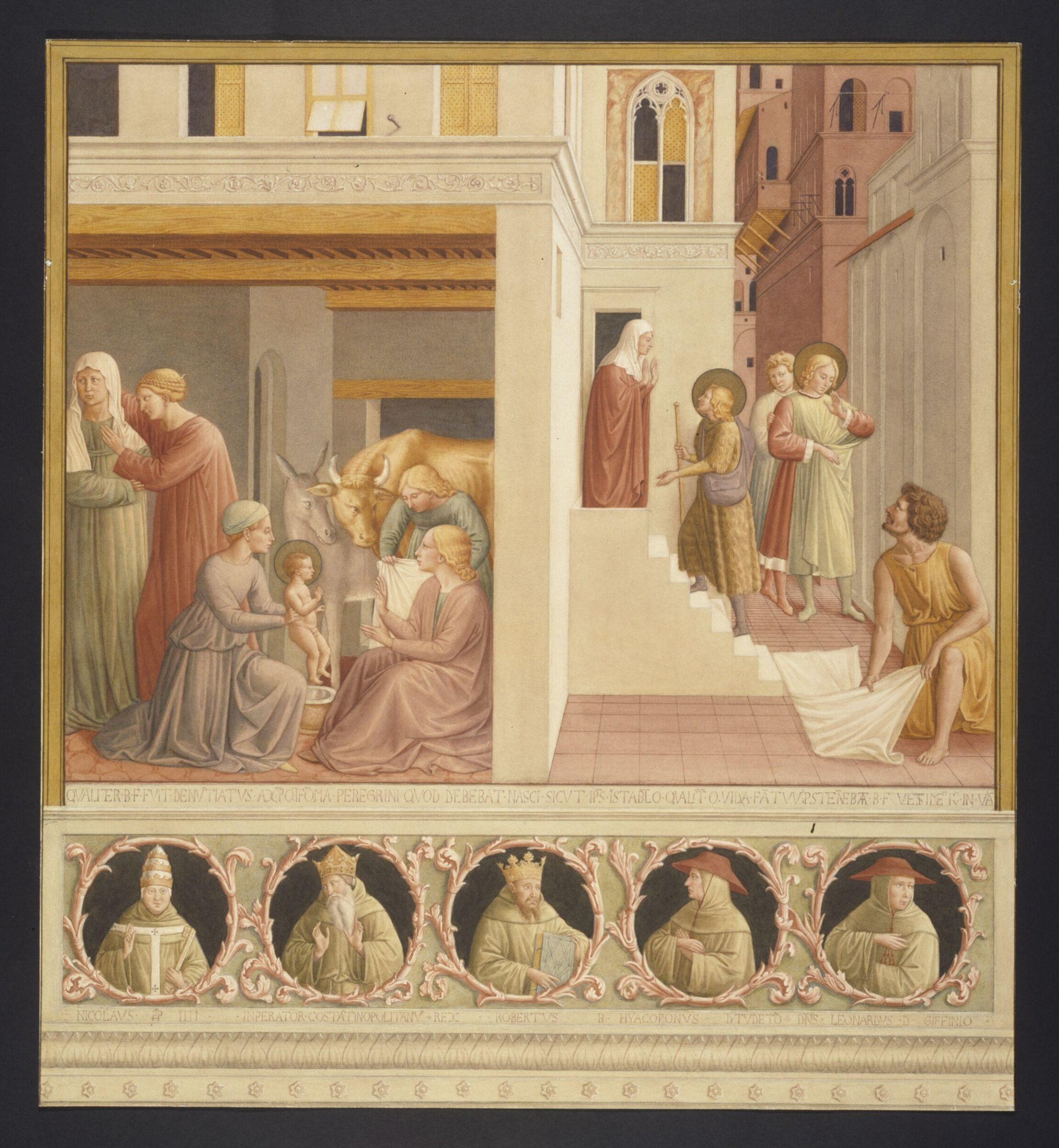 Copy after the cycle of the <i>Life of St Francis</i> (<i>Birth of St Francis</i>), Benozzo Gozzoli in San Francesco, Montefalco, Benozzo Gozzoli, 1872
