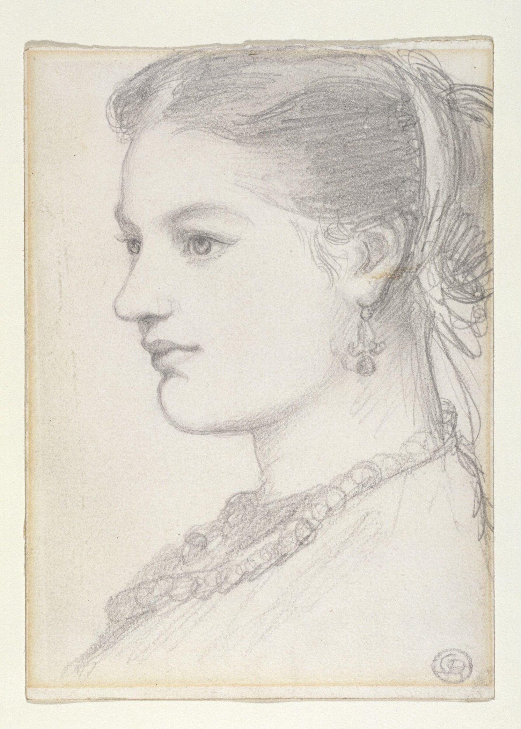 Study of the head of a girl, Dante Gabriel Rossetti, ca. 1850-1882