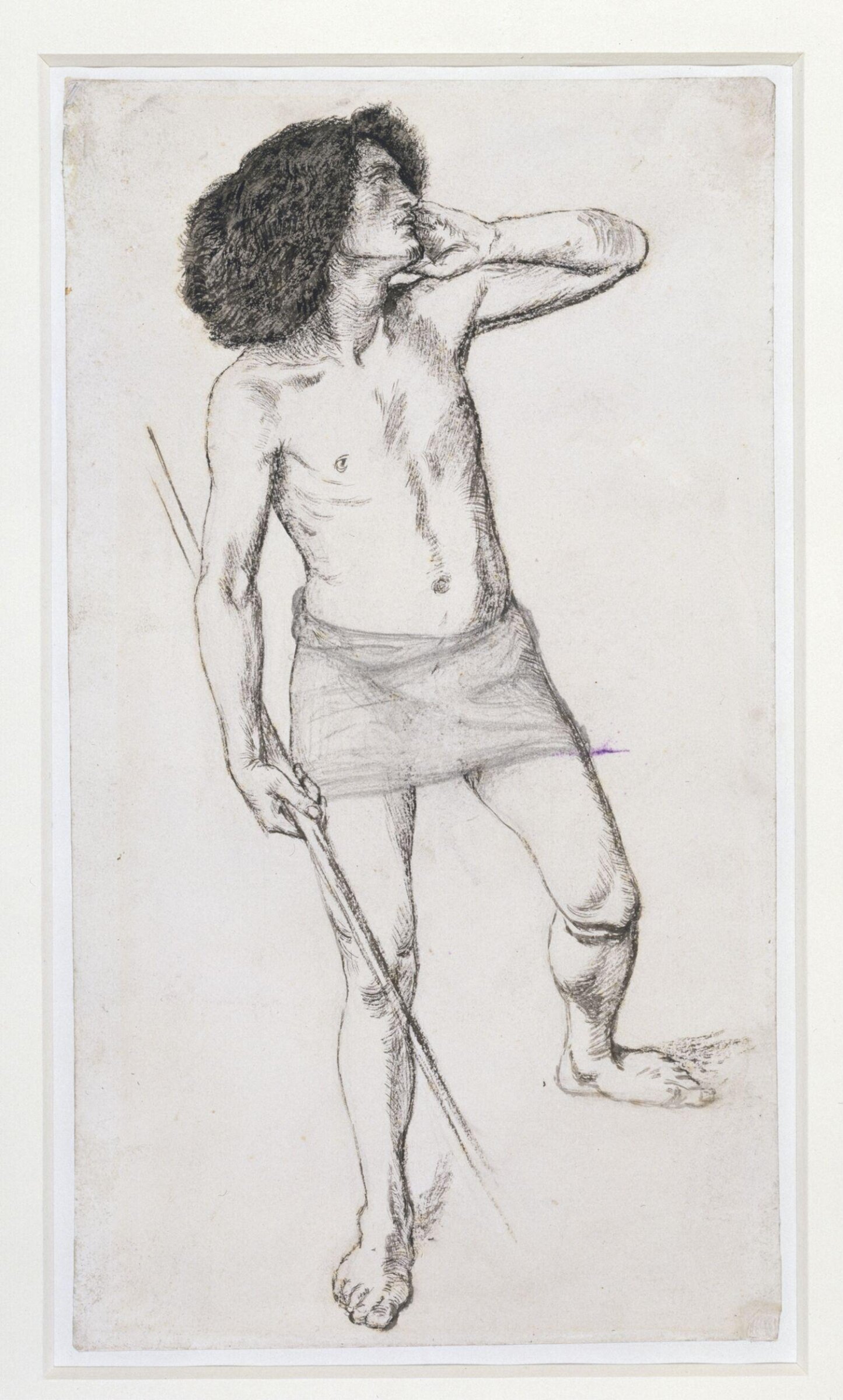 Study for the figure of Hector in the composition 'Cassandre', Dante Gabriel Rossetti, mid 19th century