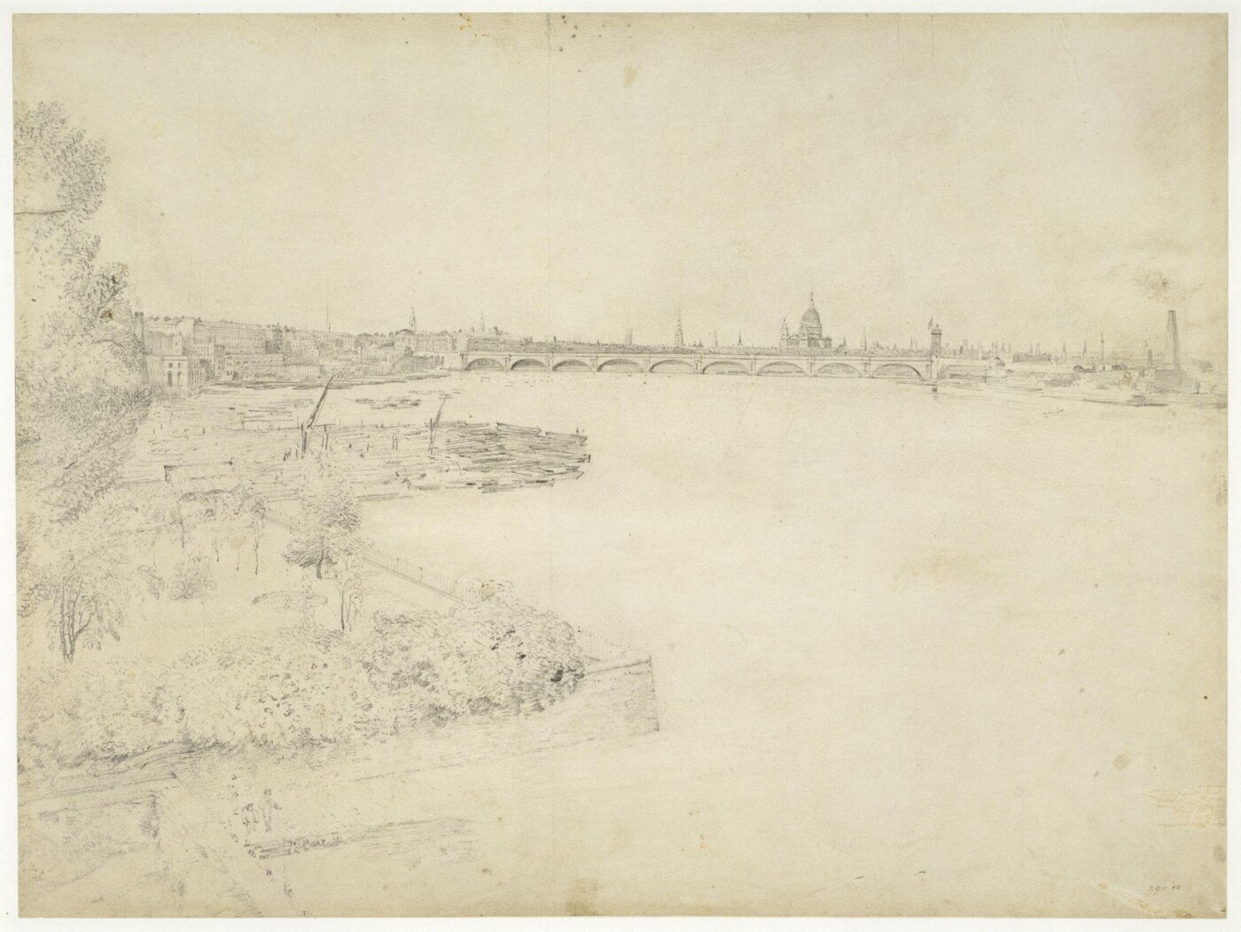 Constable, John (RA), Waterloo Bridge from the west.