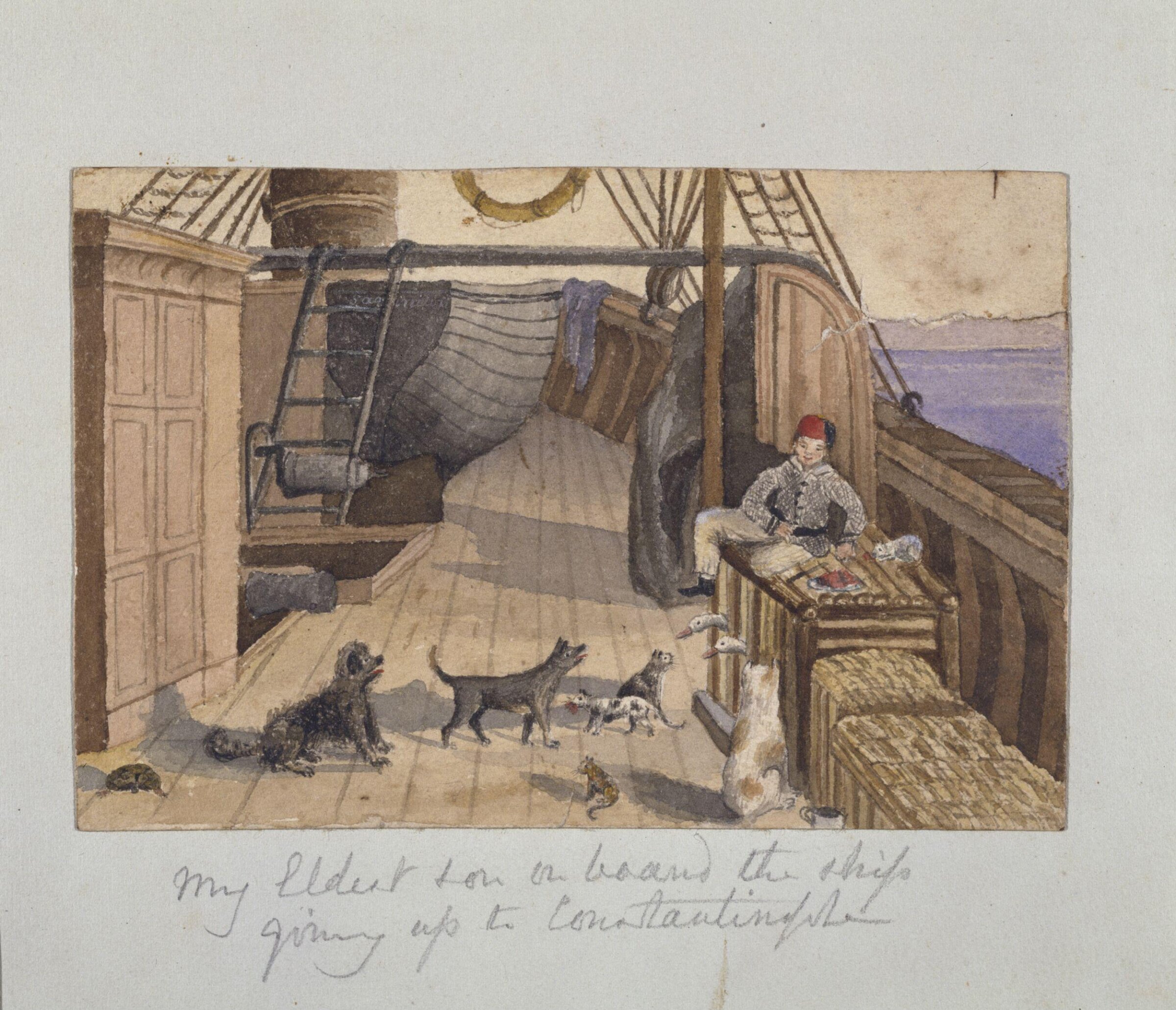 My Eldest son on board the ship going up to Constantinople, Charlotte Inglefield, ca. 1855-1857