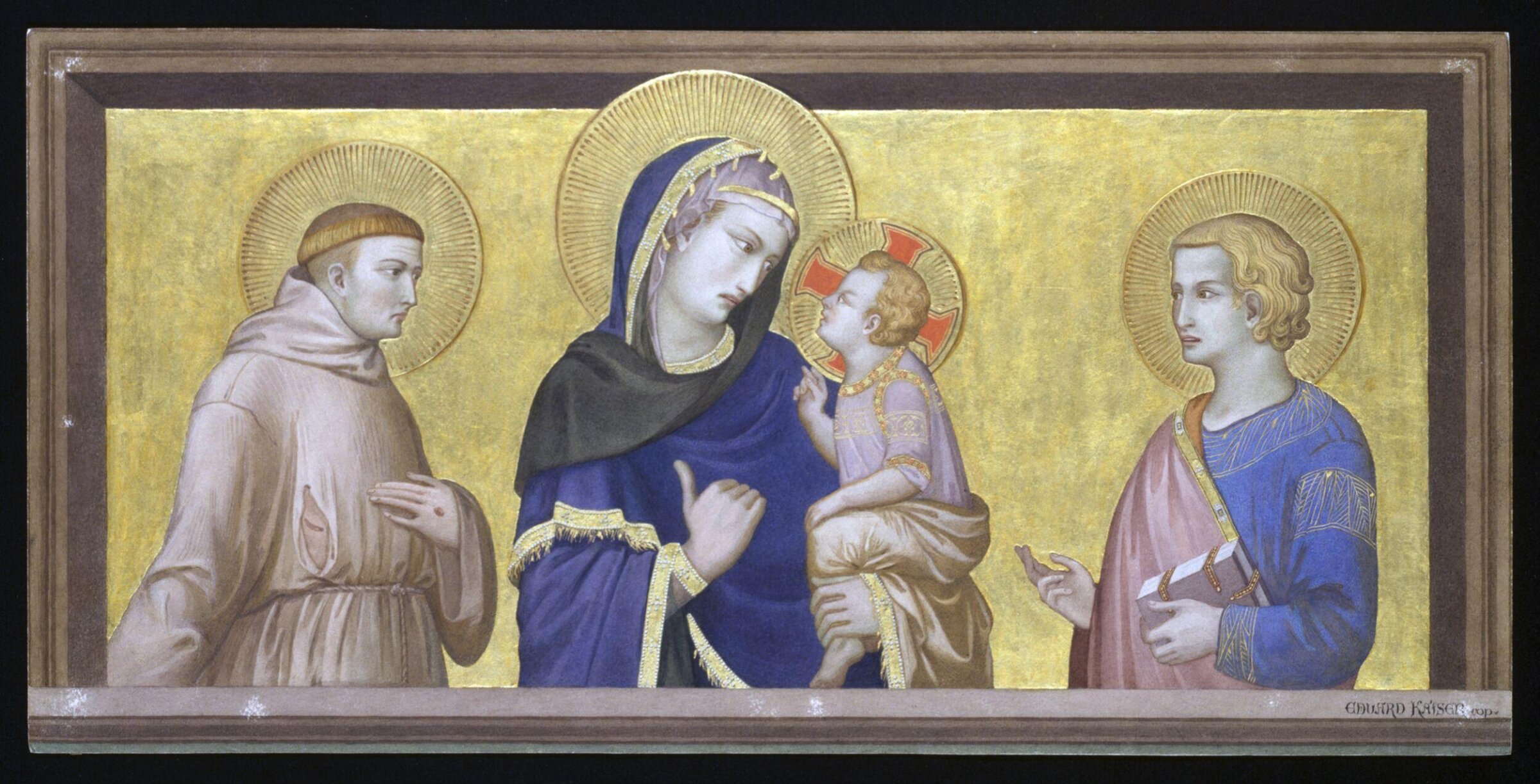 Copy after the painting Virgin and Child with St  John and St Francis by Pietro Lorenzetti ??? in the  Lower Church, San Francesco, Assisi, Edward Kaiser, 1875