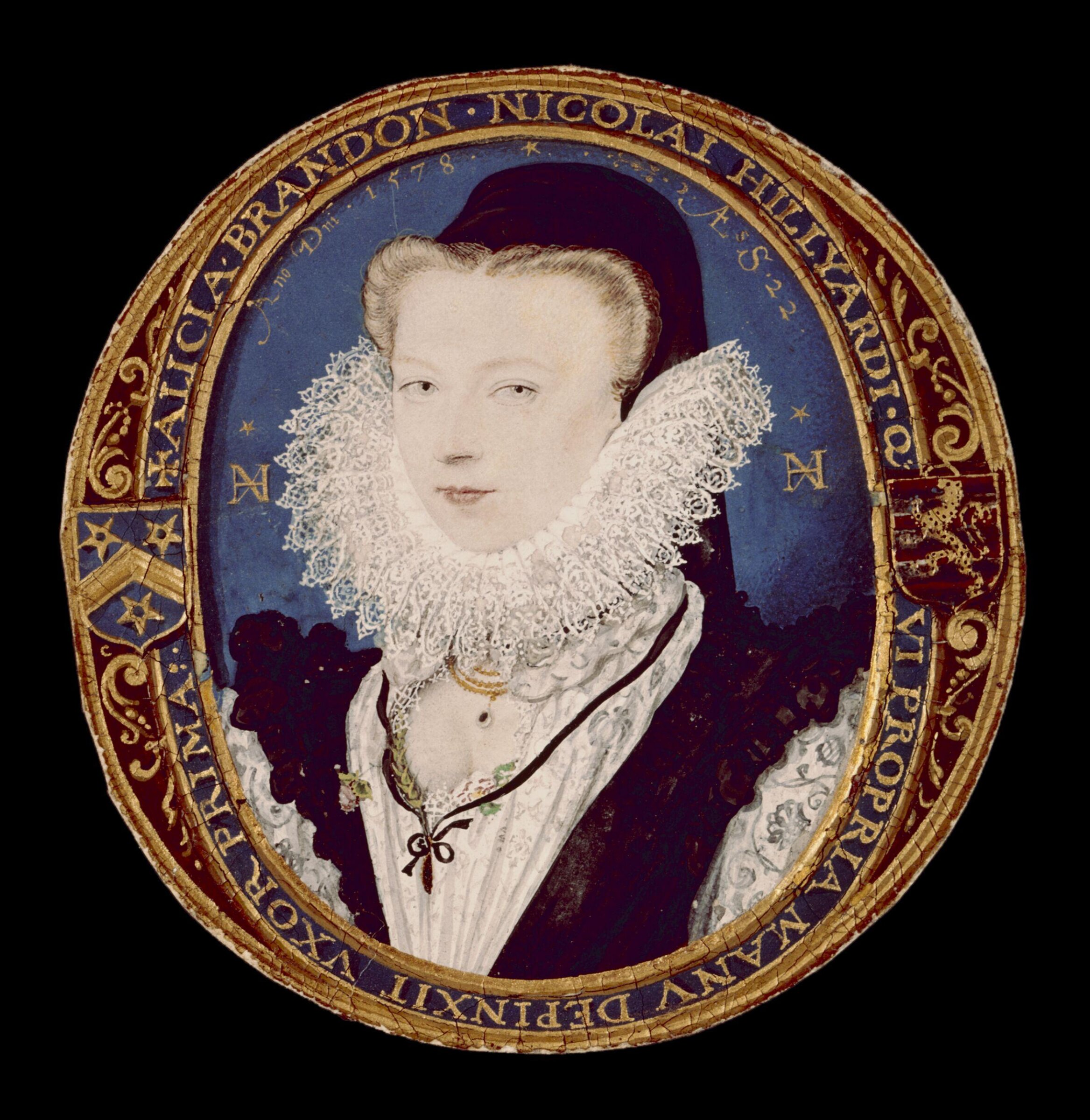 Portrait Miniature of Alice Brandon, Mrs Hilliard, Nicholas Hilliard, 1578