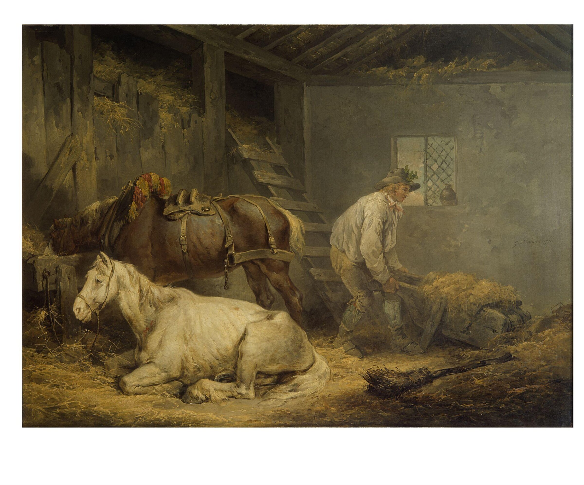 Horses in a stable, George Morland, 1791