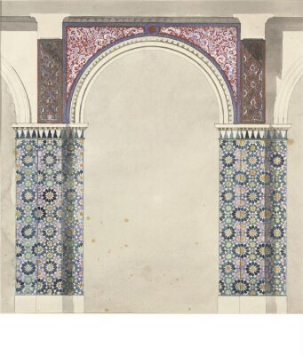 Decoration of the Oriental Court (now galleries 34 to 36) at the V&A