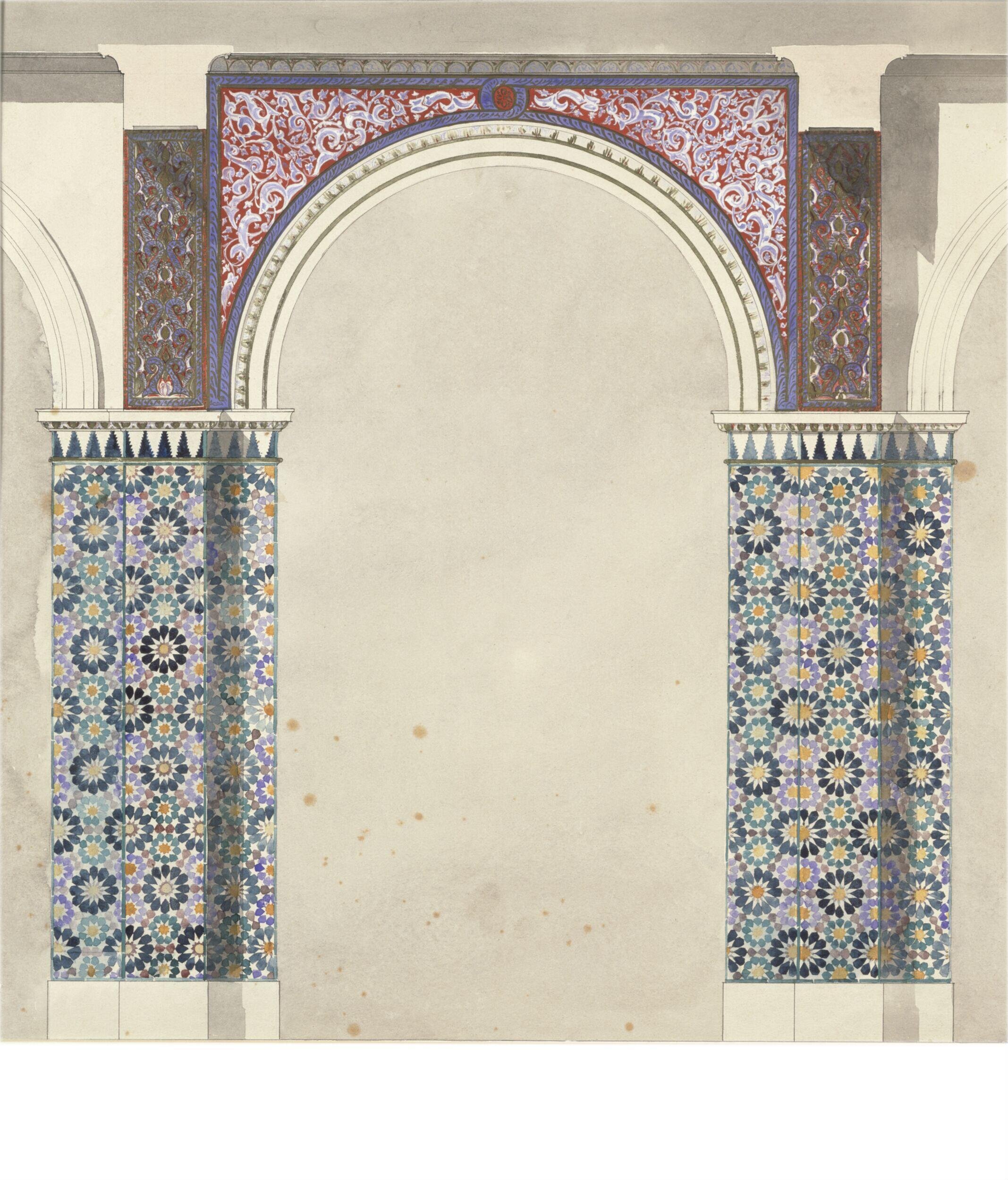 Decoration of the Oriental Court (now galleries 34 to 36) at the V&A