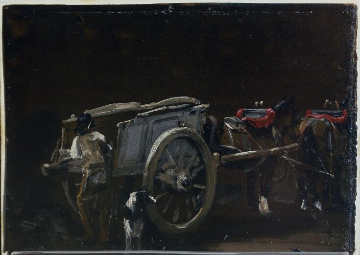 Study of a cart and horses, with a carter and a dog top image