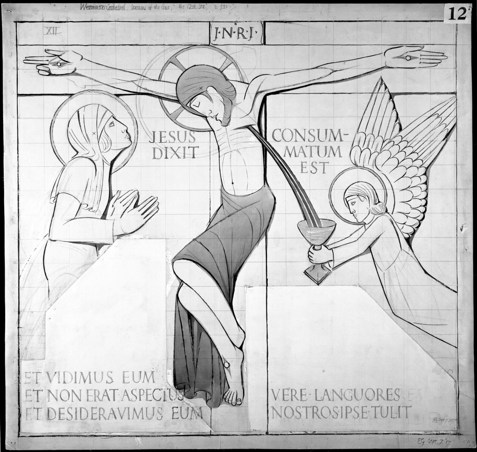 Study for 'Jesus dies upon the Cross'., Arthur Eric Rowton Gill, 7 Sept 1917