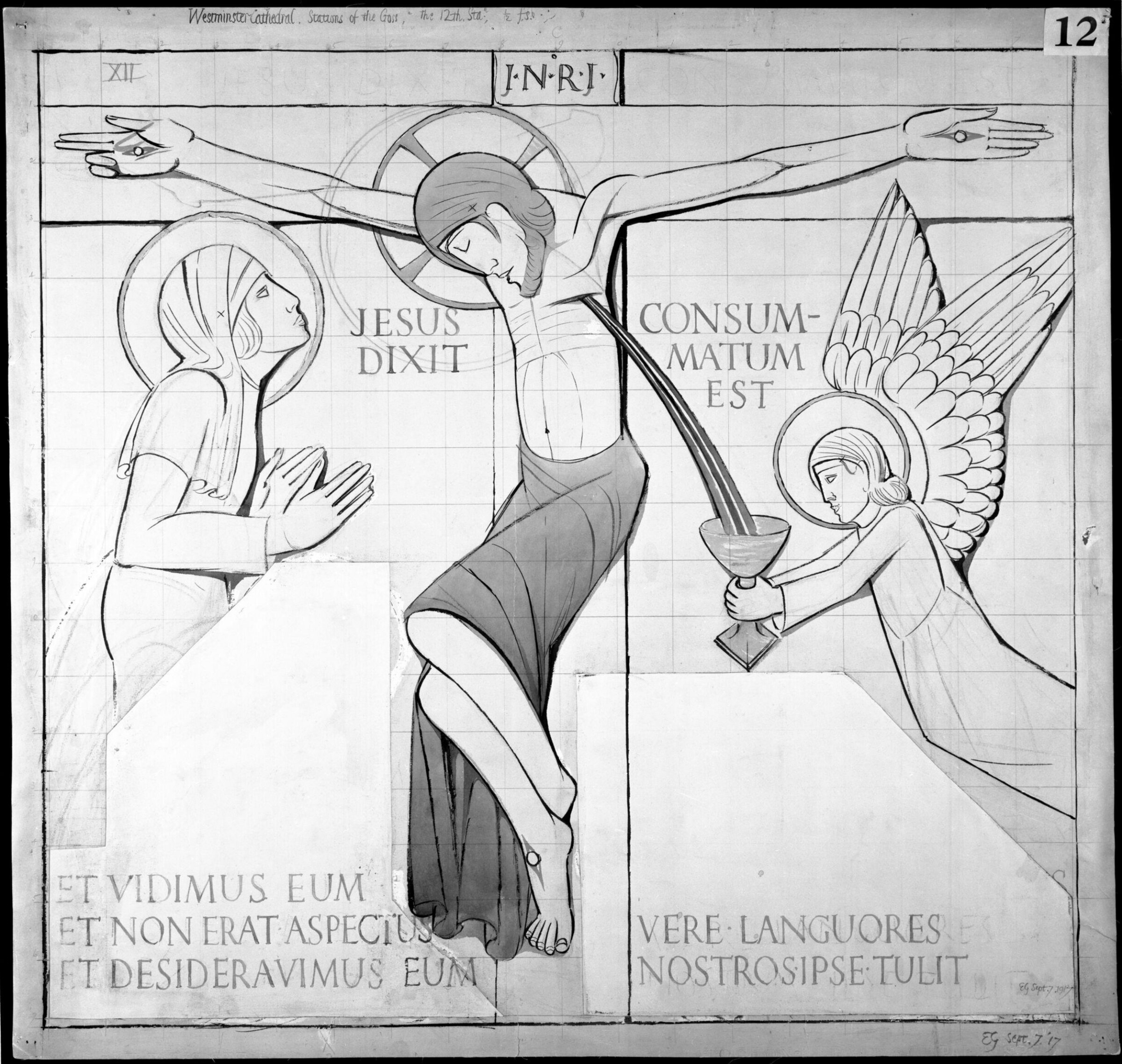Study for 'Jesus dies upon the Cross'., Arthur Eric Rowton Gill, 7 Sept 1917