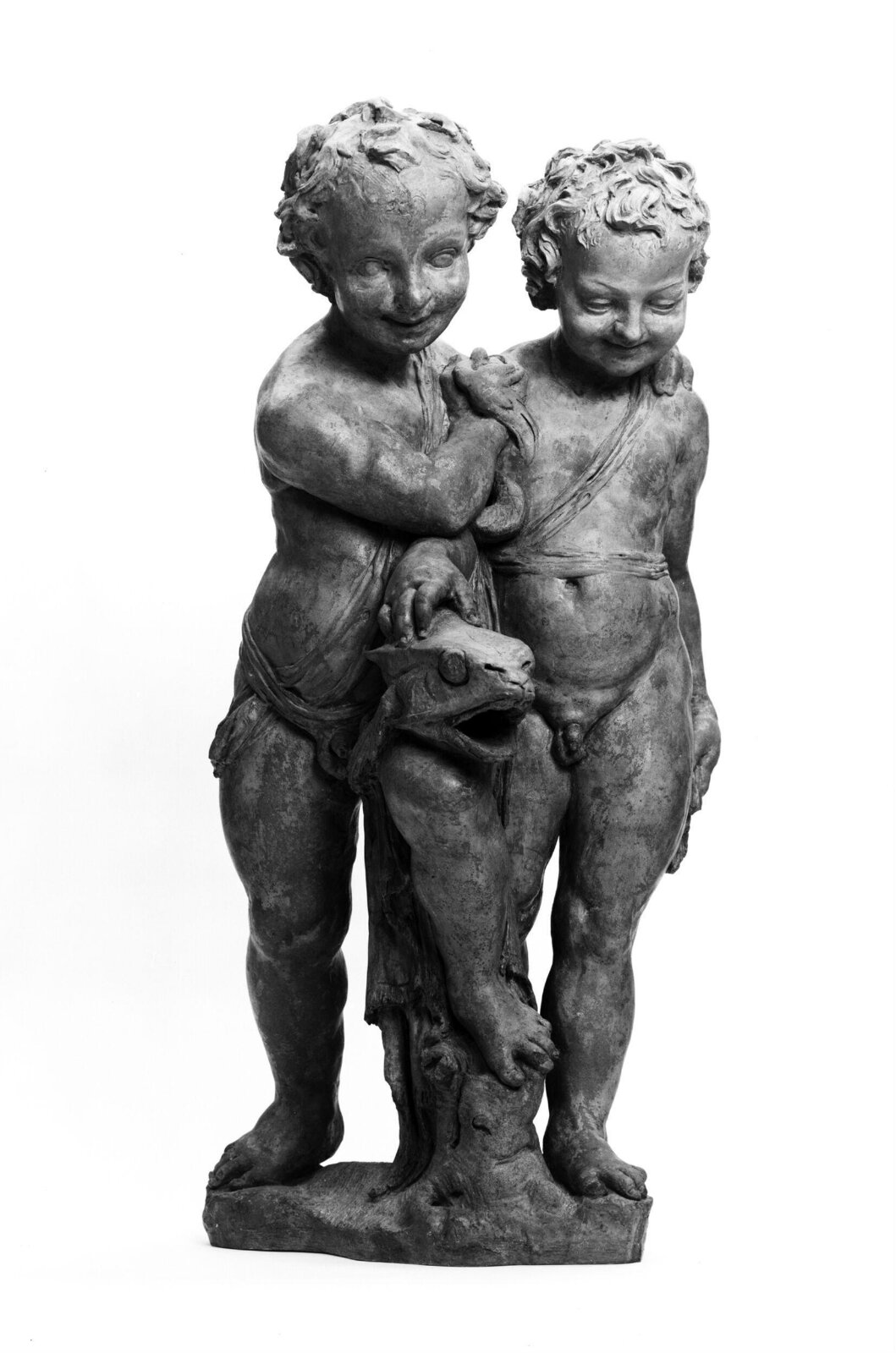 Two boys with a  fish, Pierino da Vinci, 1840-1860