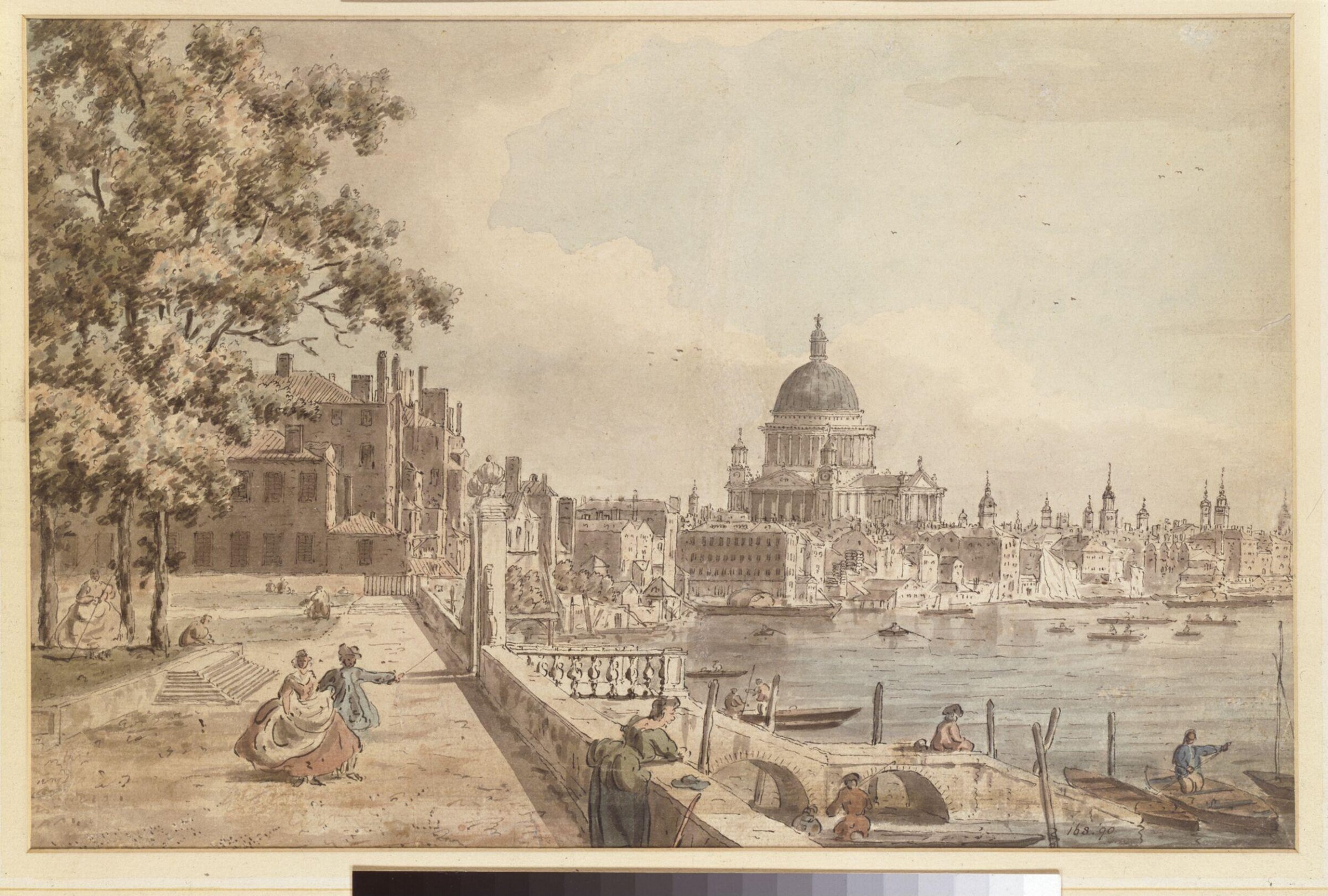 St. Paul's Cathedral, from the terrace of Old Somerset House, William James, ca. 1760-75
