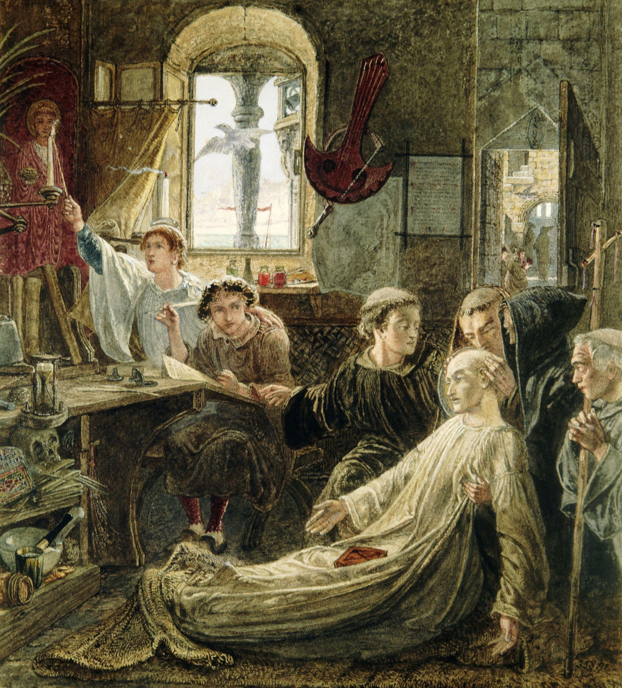 Design for the decoration of the inner court of Wallington Hall, Northumberland, Bell Scott, 1857-8