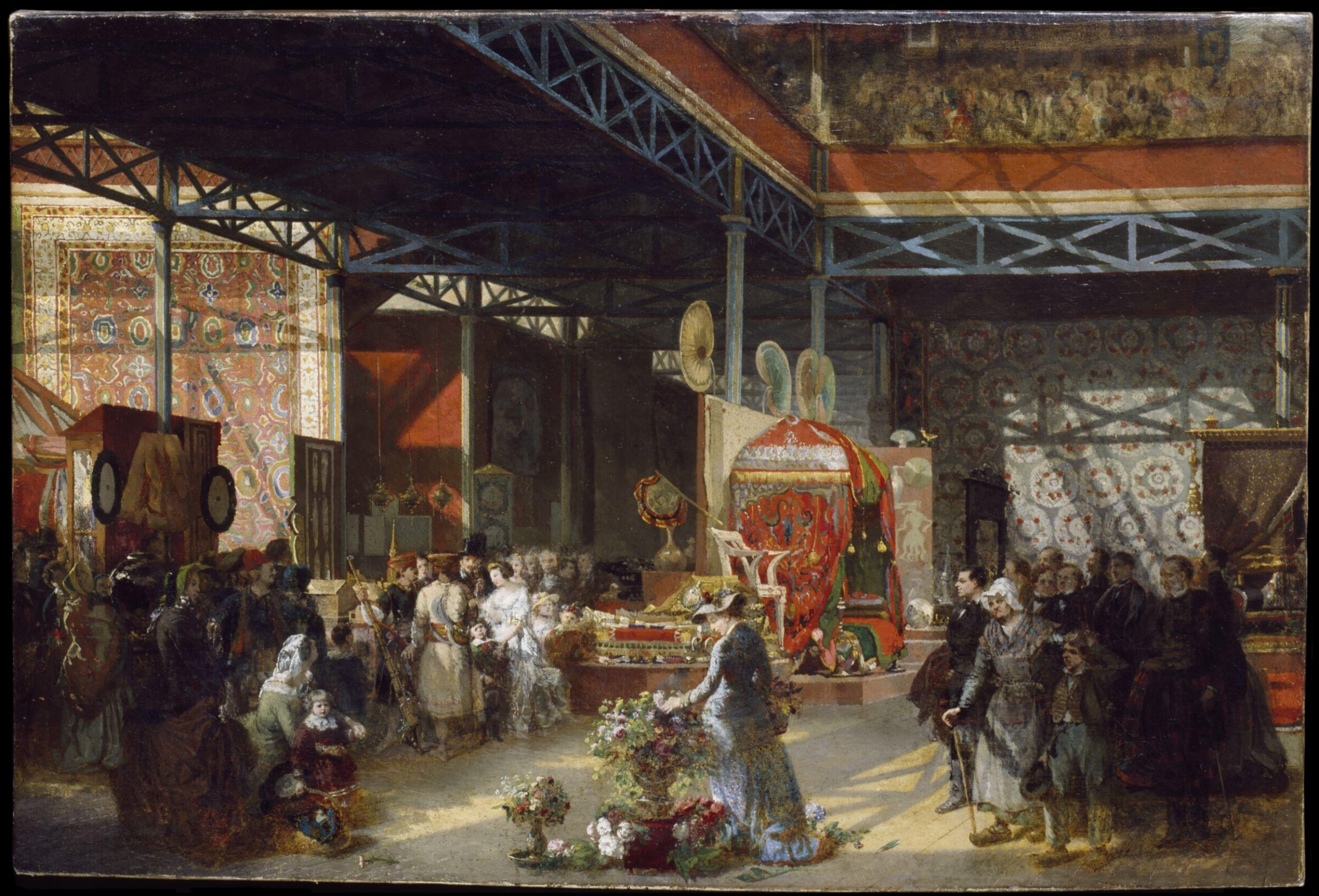 Queen Victoria, Prince Albert and three of their children at the Indian Pavilion of the Great Exhibition, Prosper Lafaye, 1851-1881