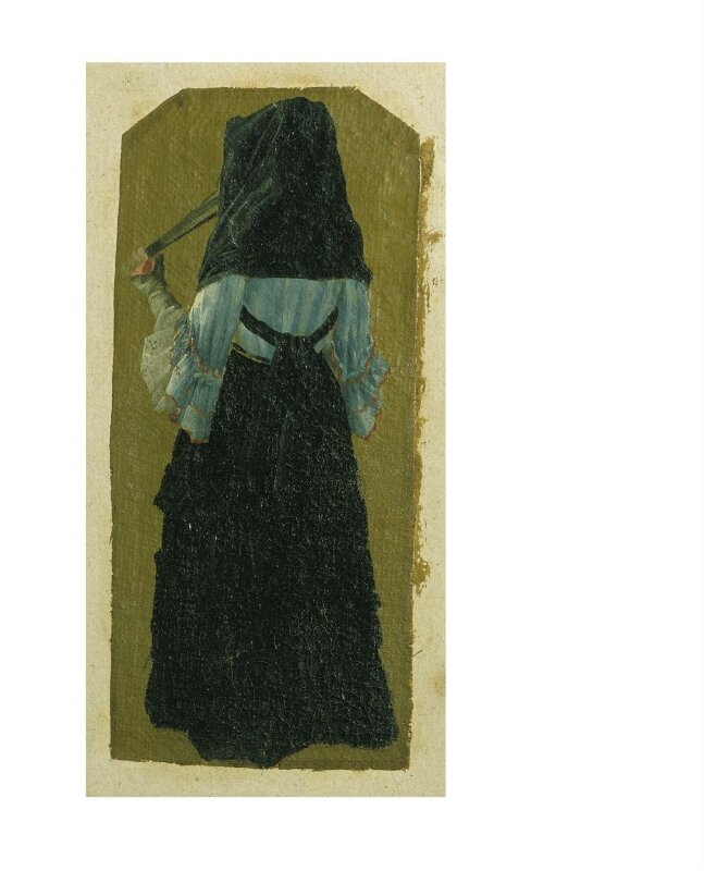 A Lady Seen from Behind, Holding a Fan