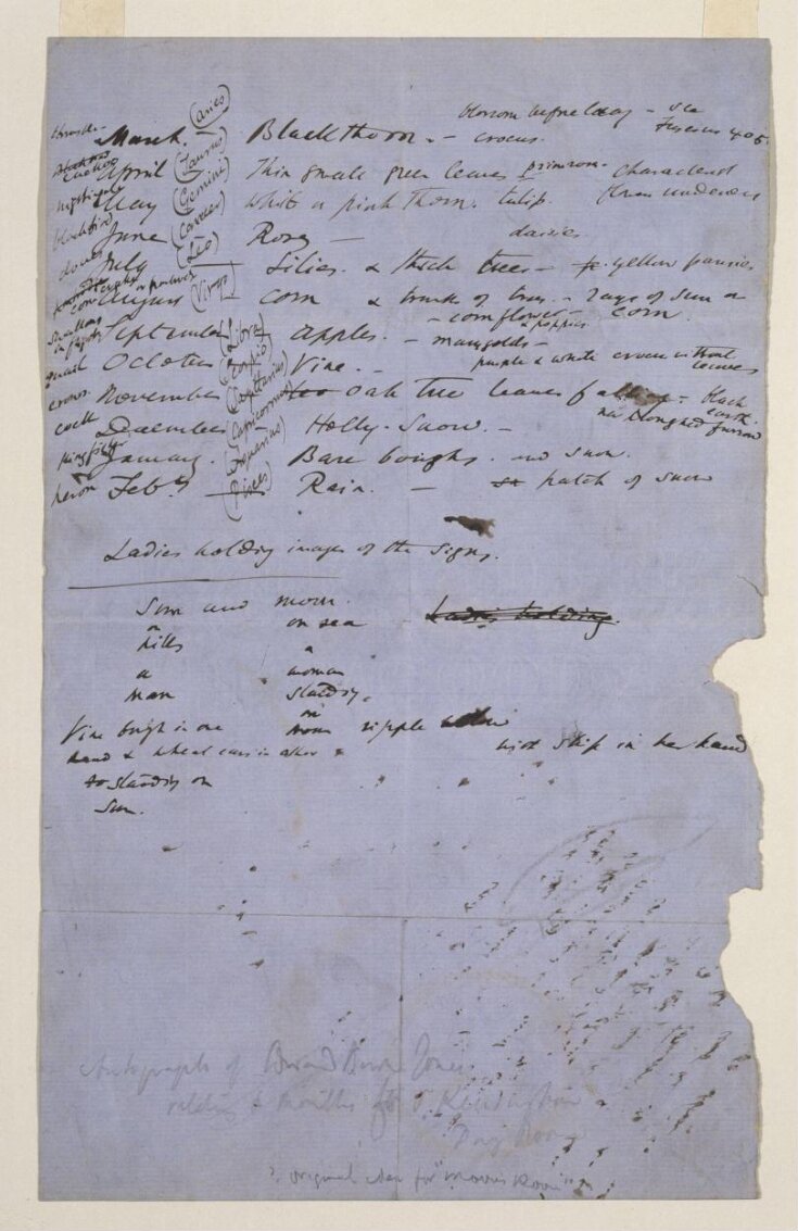 Manuscript Note Of Edward Burne-Jones Relating To His Decorations For ...