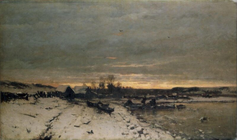 Winter landscape: sunset