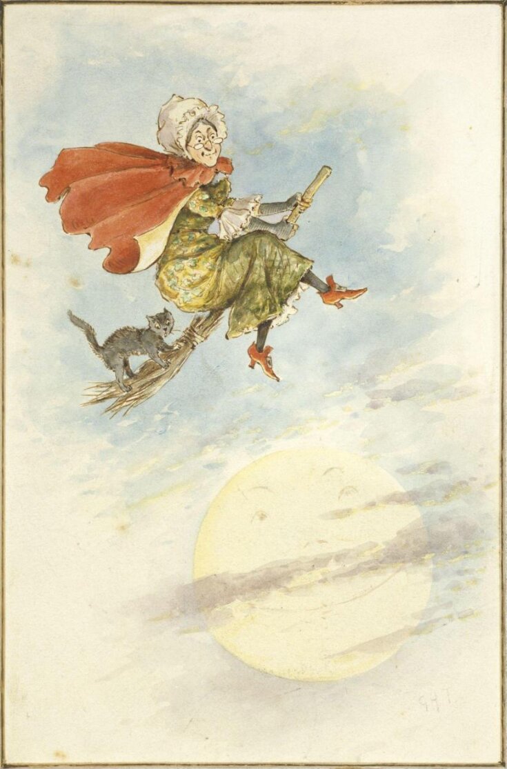 Witch flying over the moon top image