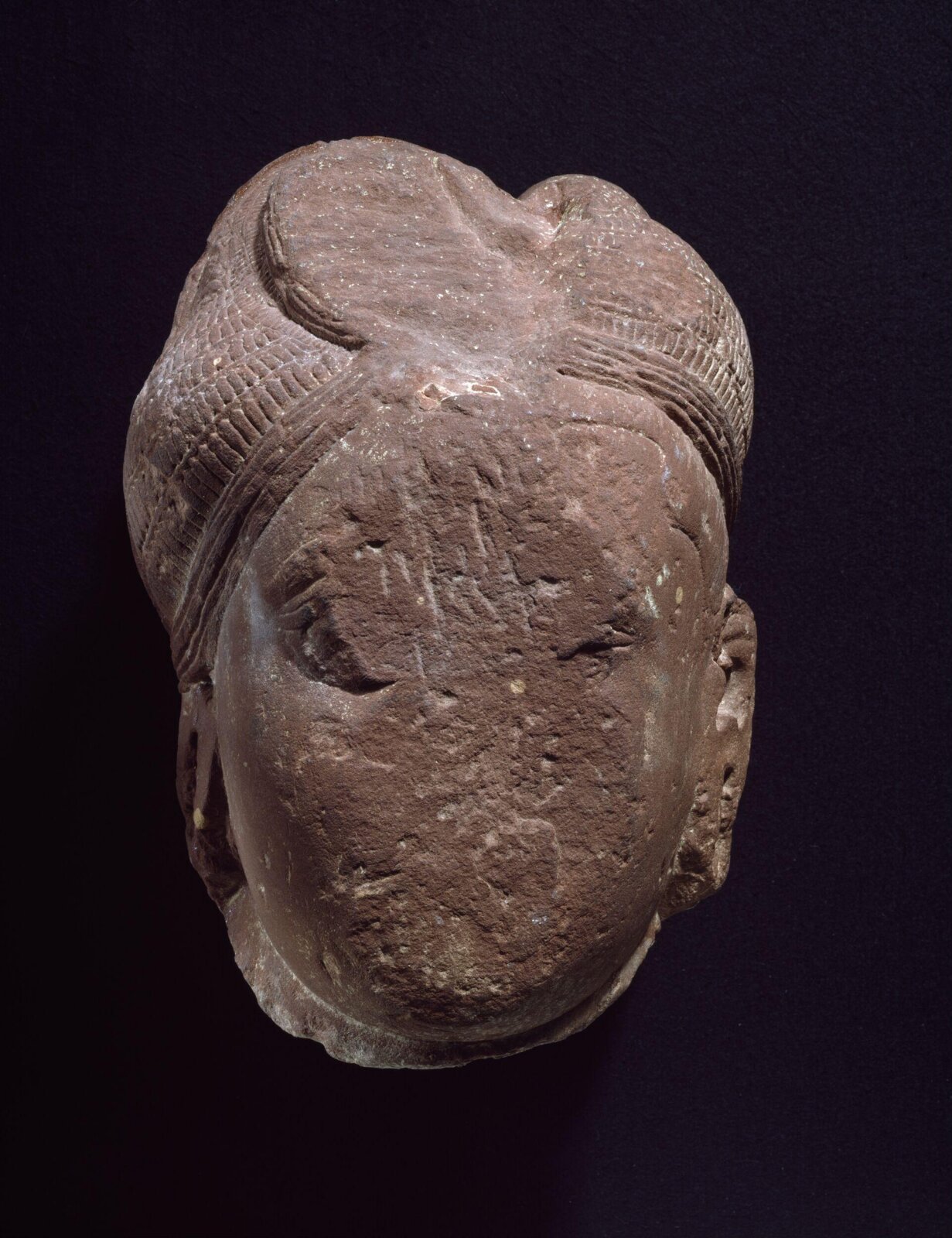 Dvarapala, Turbaned head, Mathura, 2nd century
