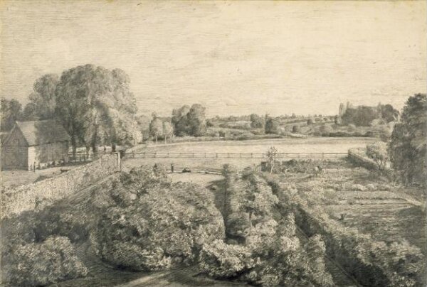 View at East Bergholt over the kitchen garden of Golding Constable's ...