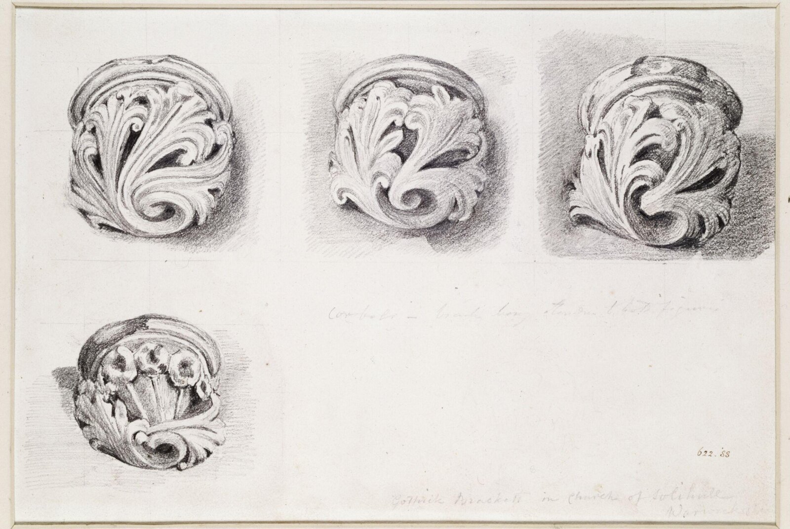 Corbels in Solihull Church, Constable, 1820, September