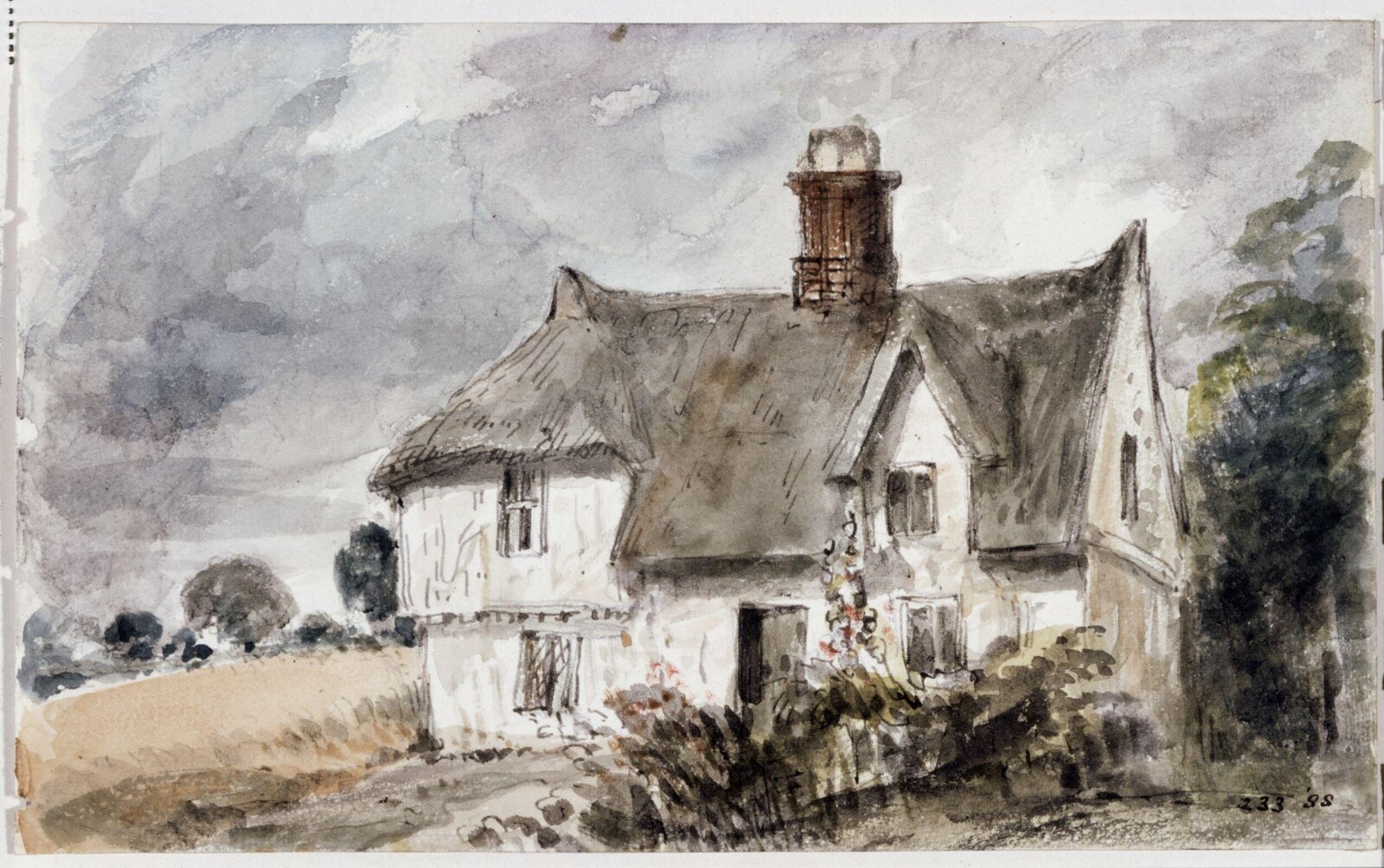 A cottage near a cornfield, John Constable, ca. 1832