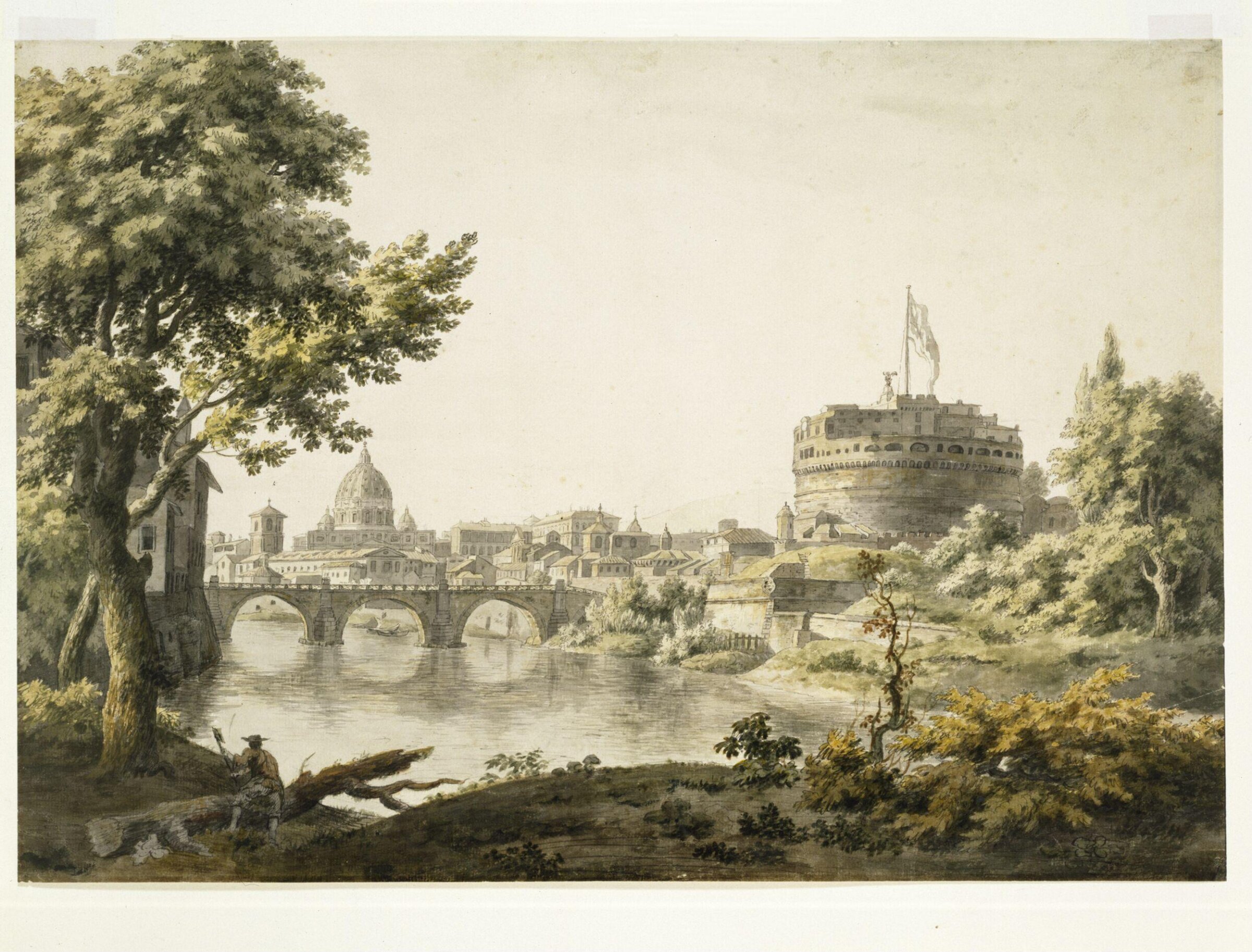 A view of Rome with the Tiber, the Castle of S. Angelo, and in the background St. Peter's, Jonathan Skelton, 1758