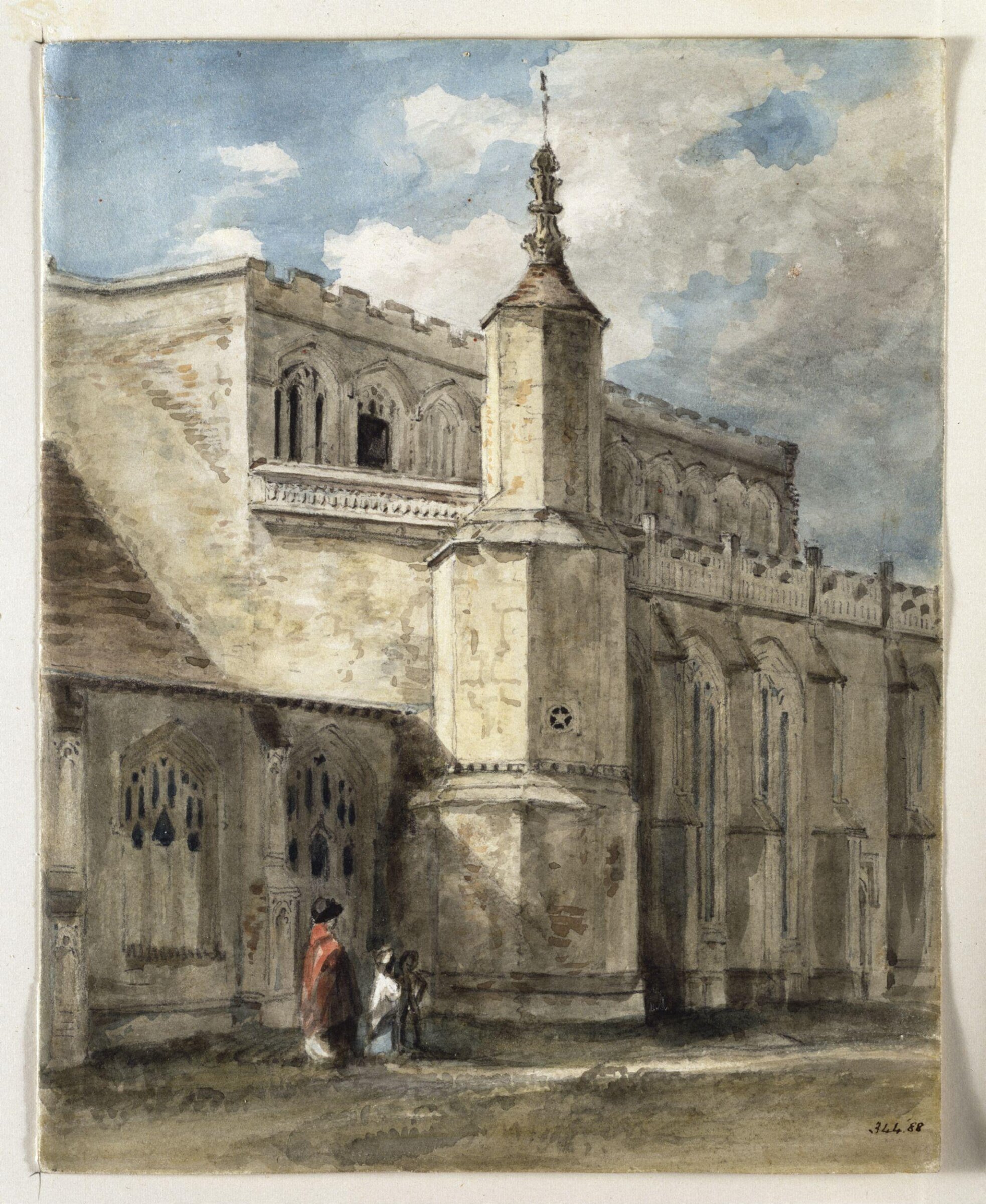 Part of the exterior of East Bergholt Church: the north side, Constable, ca. 1805-11