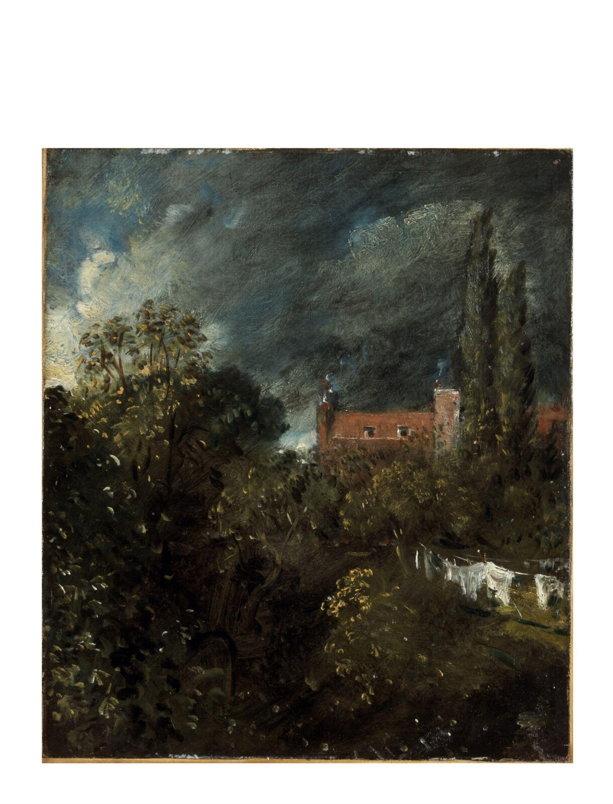 View in a Garden with a red house beyond, John Constable, ca. 1821